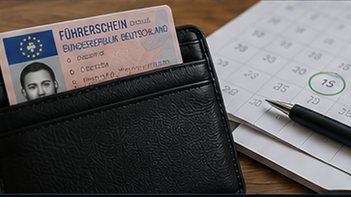 Führerschein und Kalender für elektronische Führerscheinkontrollen